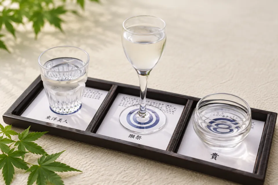 旬楽館の山口銘酒の利き酒セット