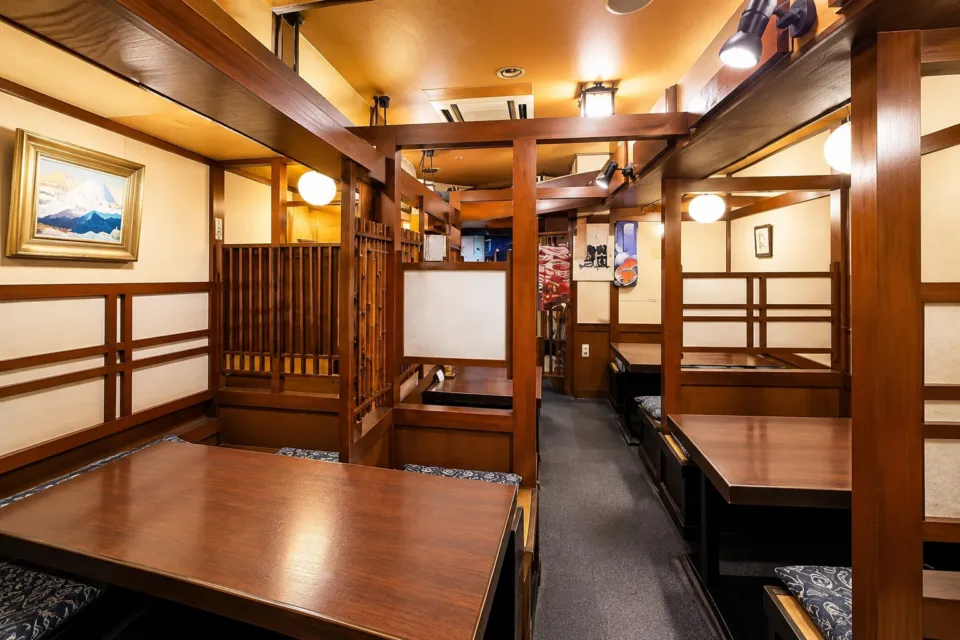 炭焼 うな富士 本店の客席間の通路