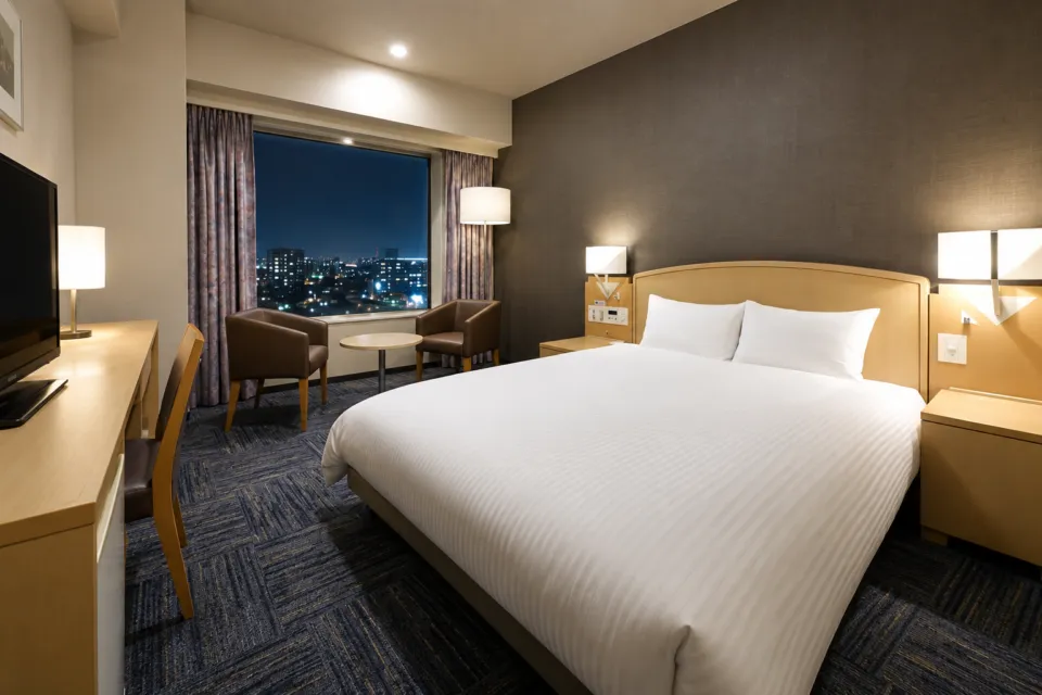 徳島グランヴィリオホテルの夜景を望むダブルルーム