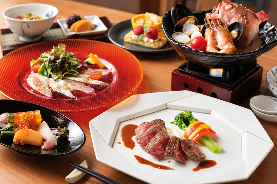 鞆の浦 潮待ちホテルの基本会席の料理例