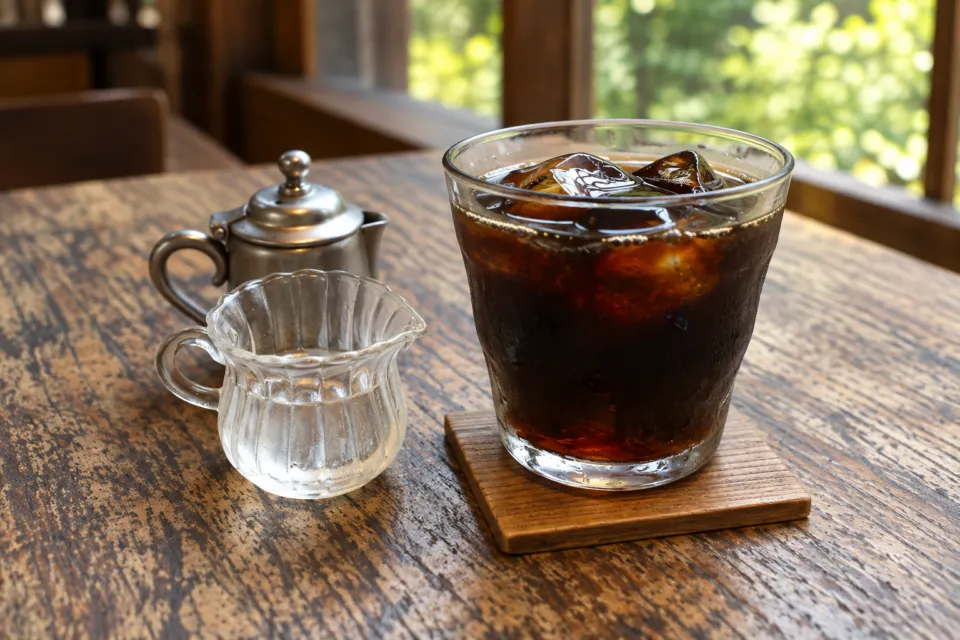 月待の滝 もみじ苑の天然氷を使ったアイスコーヒー
