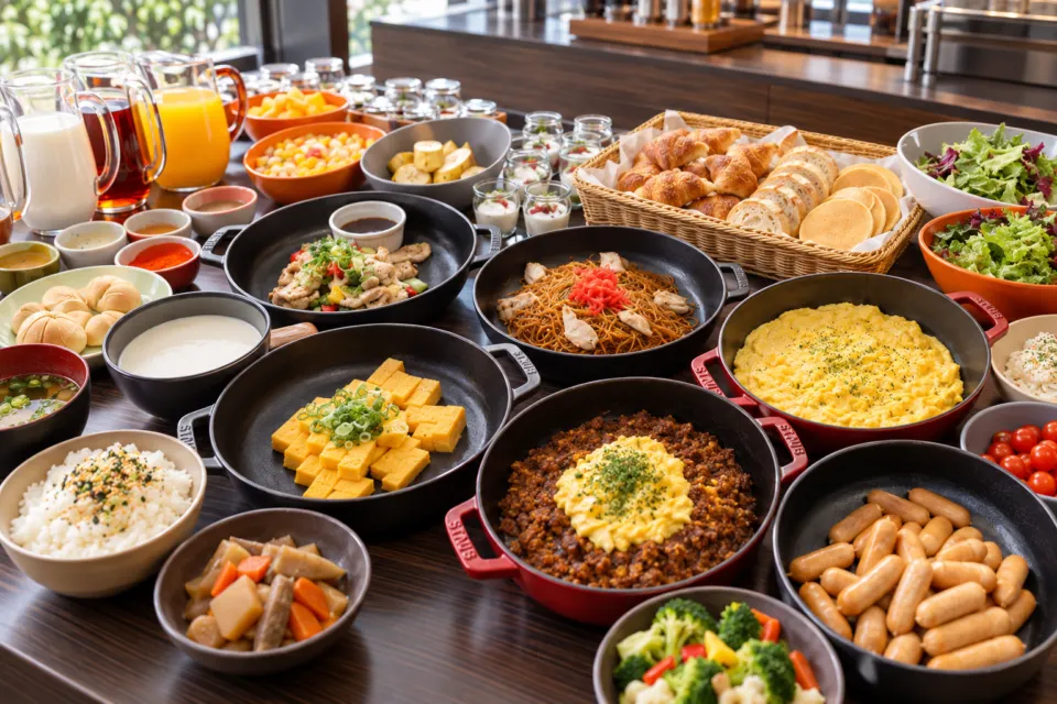 ヴィアイン岡山の朝食ビュッフェの料理