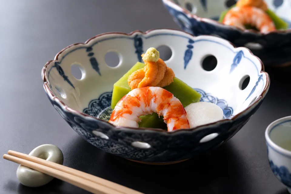 山口楼 本店の海老と野菜の一皿