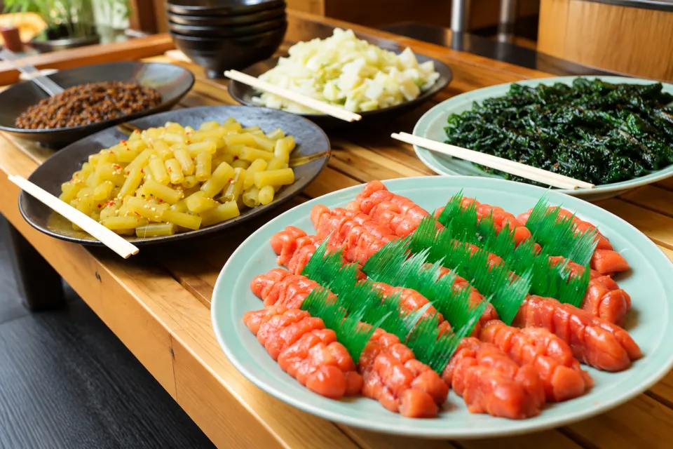 山の神温泉 優香苑の朝食ブッフェの料理