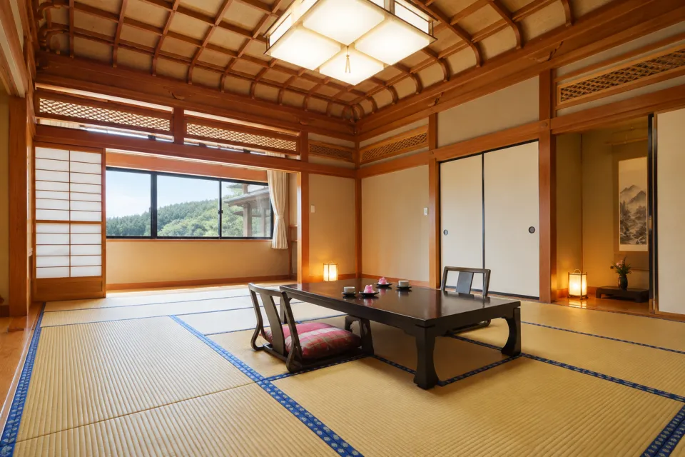 山の神温泉 優香苑の格天井の一間和室