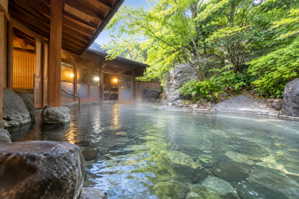 ゆふいん温泉 日の春旅館の露天大浴場