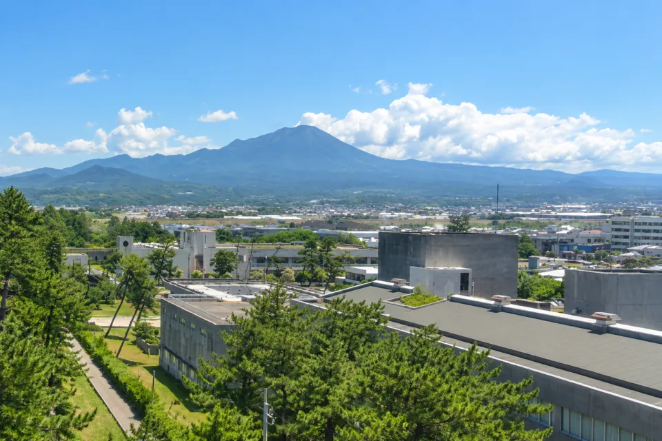 湯喜望 白扇の館内から望む大山と街並み