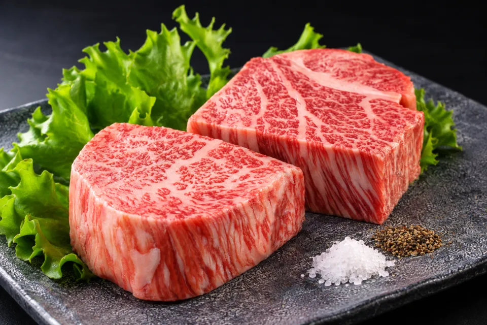 美味しい温泉 夢みさきの霜降り肉の料理素材