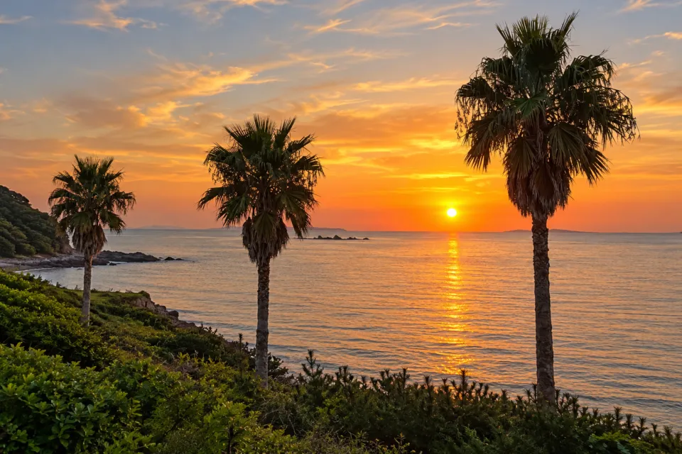 Bakery Restaurant CURRENTの海辺の夕景