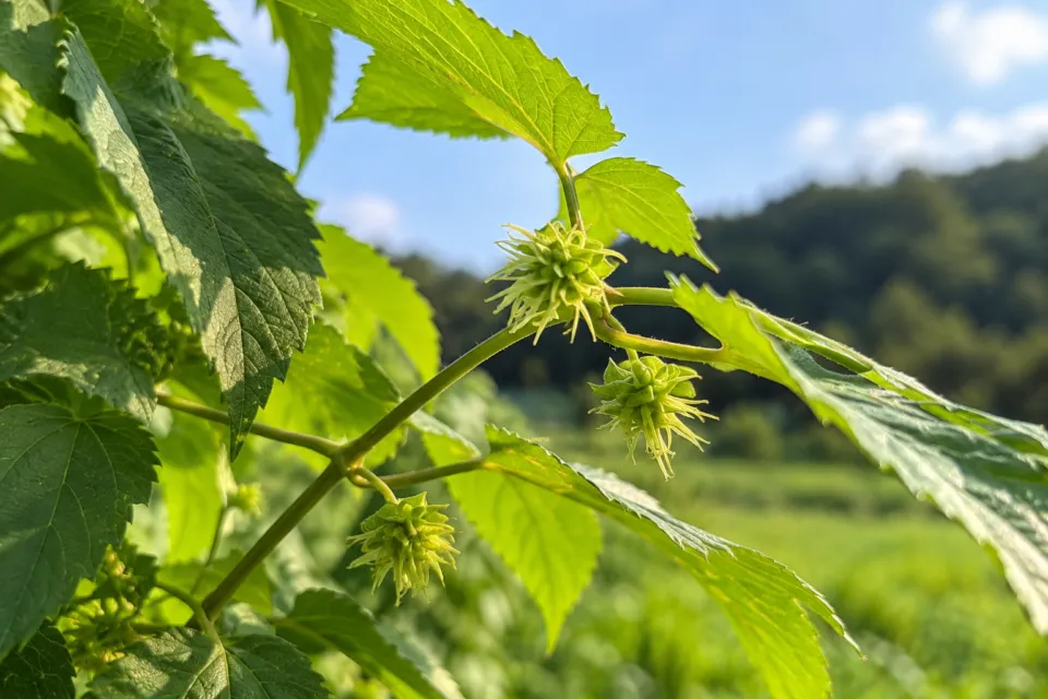 BREW LAB KURAYOSHIの醸造用に育てているホップの花芽
