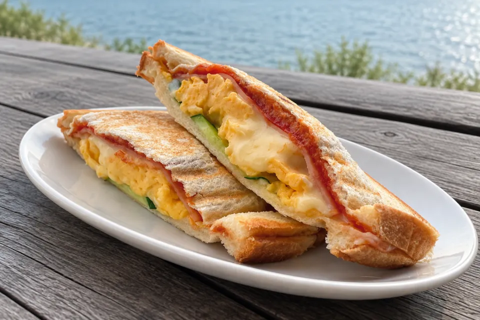 シャーレ 水ヶ浜の卵と野菜を挟んだホットサンド