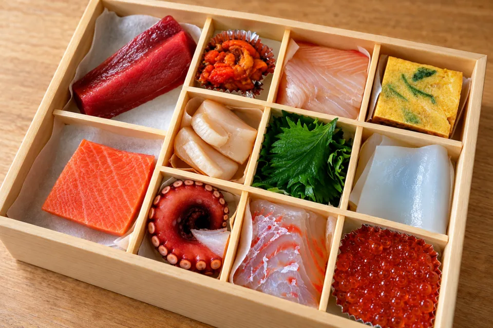 えんやどっと丸の公式通販で紹介される魚介の盛り合わせ
