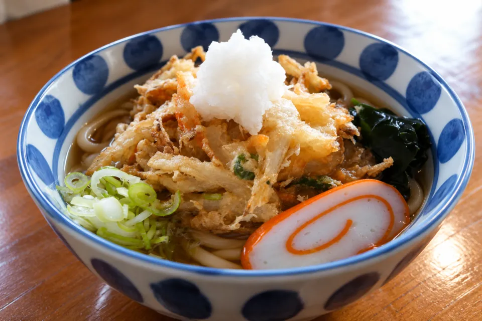 五箇山の味 ふるさとの大根おろしを添えたかき揚げの麺料理