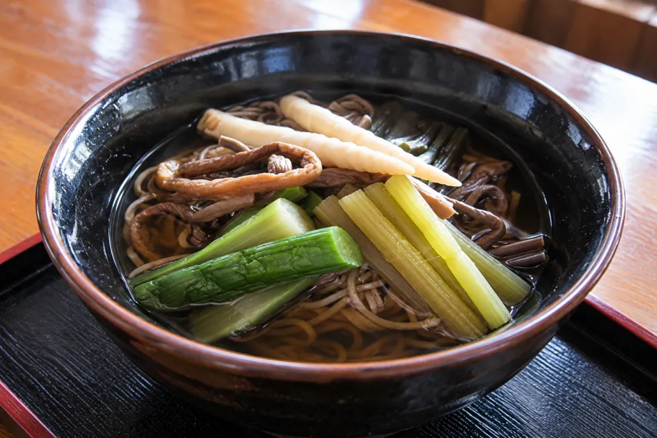 五箇山の味 ふるさとの山菜を盛り付けたそば