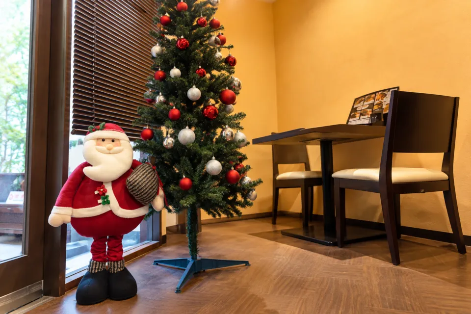 グリルあまからの店内のクリスマス装飾