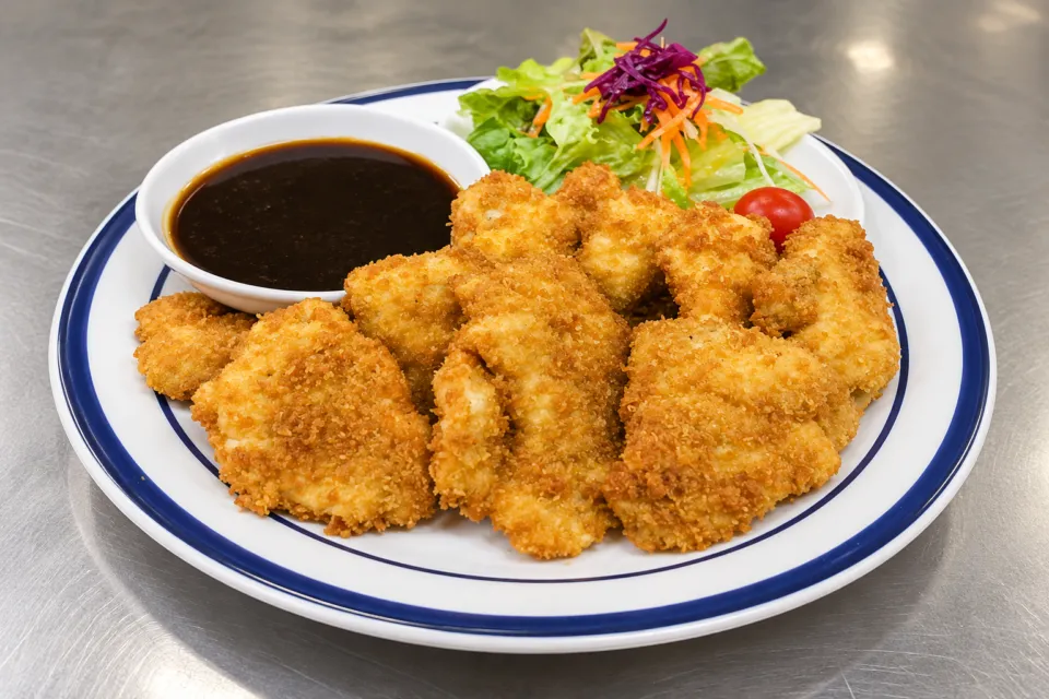 グリルあまからの揚げ物とサラダの一皿