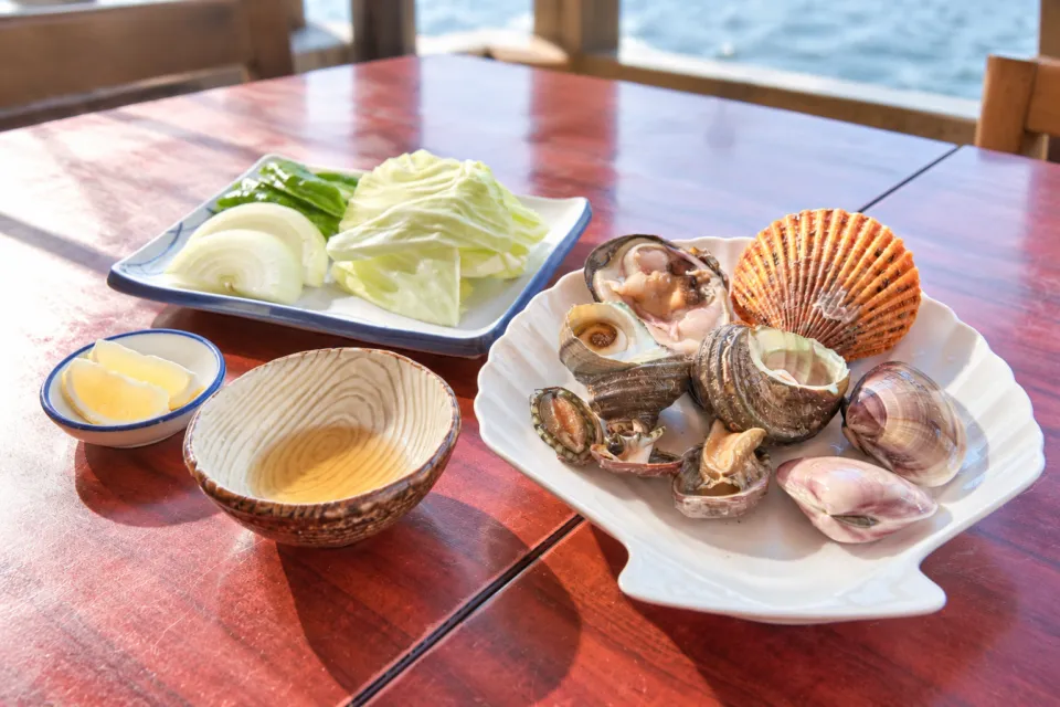 萩の茶屋の貝の盛り合わせ