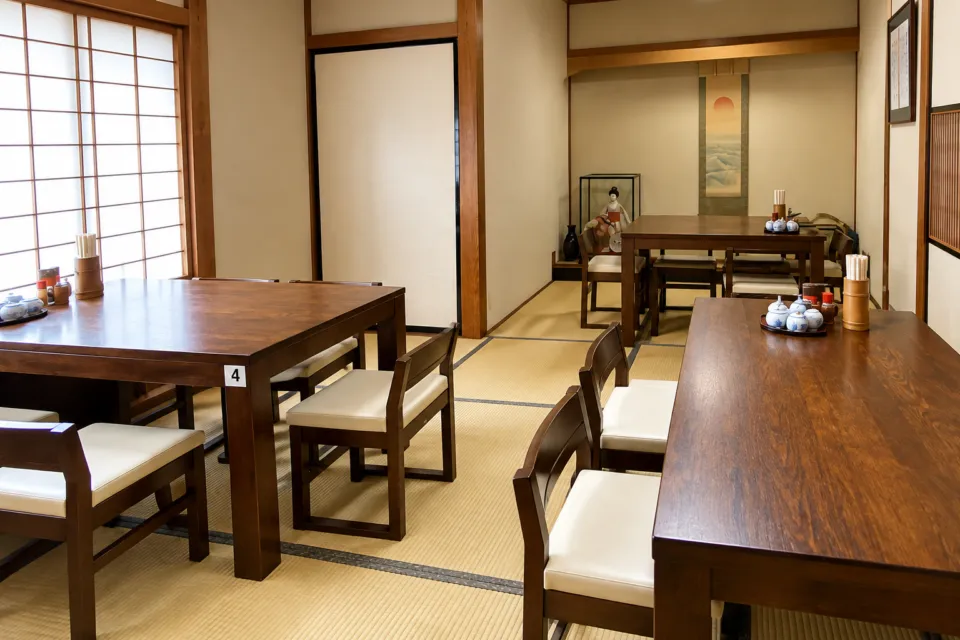 出雲名物手打蕎麥 平和そば本店の窓際の卓と奥の座敷