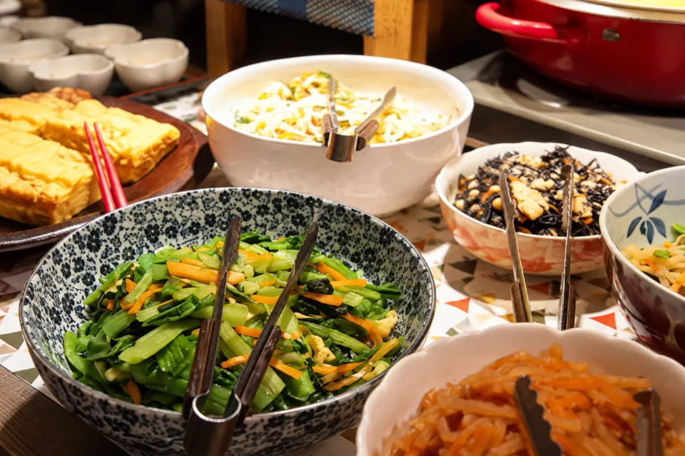 ホテルエクセル岡山の朝食ビュッフェの料理台