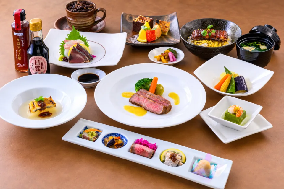 滋味創菜 百膳の夢の牛肉と和洋の小皿を合わせた夜の膳