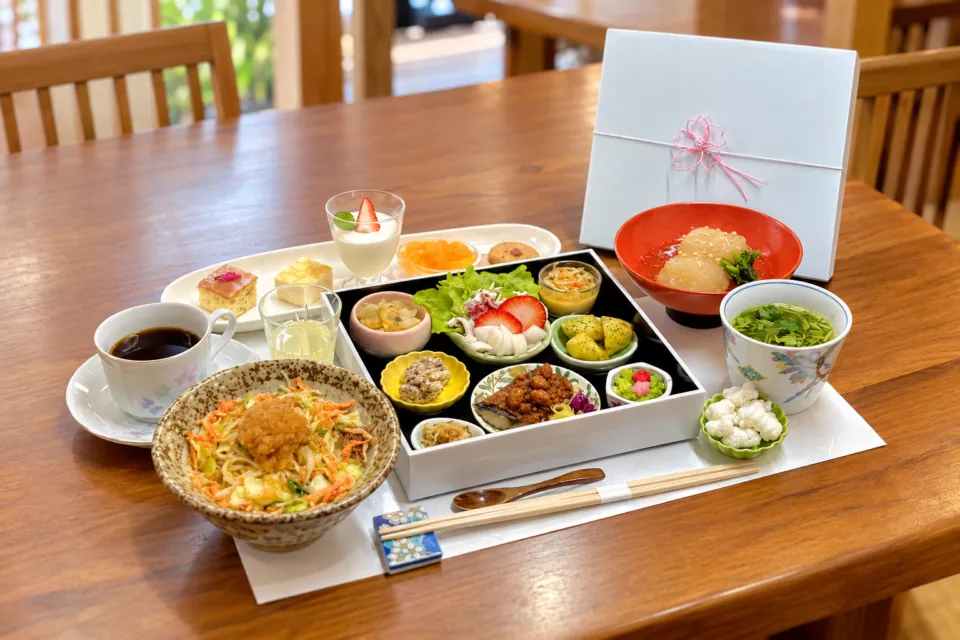 ギャラリーカフェ鵤樂舎の季節の料理を盛ったOHACOランチ