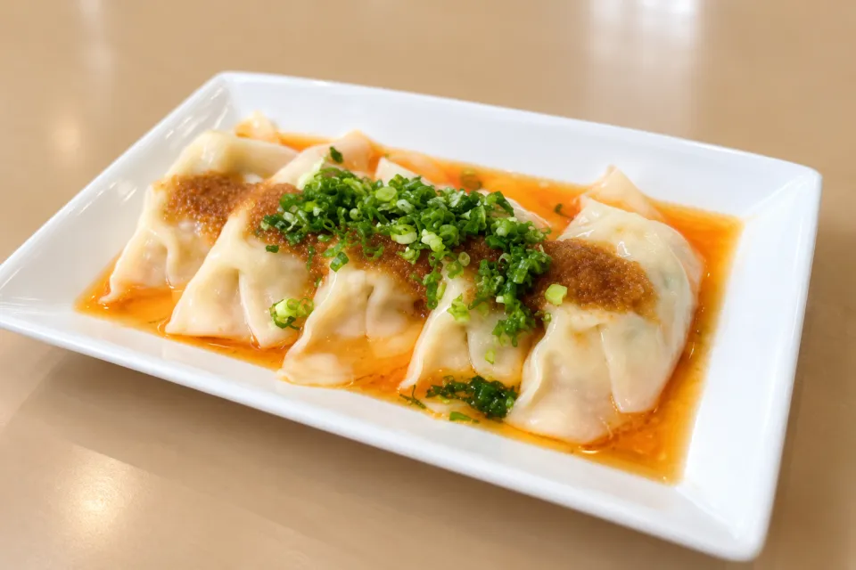 石松餃子 本店のおろしポン酢を添えた水餃子