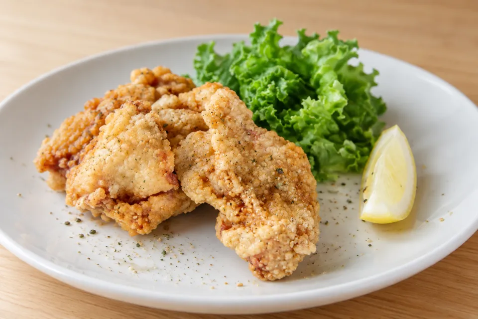 食事と喫茶Jeenyaのチキンフライと葉野菜