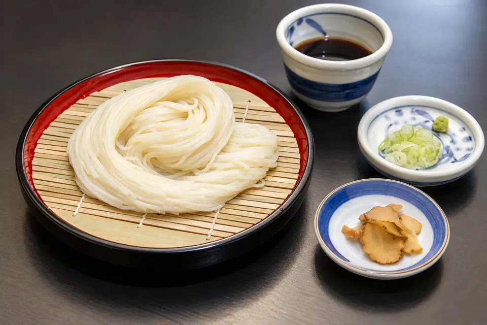 お食事処 ふきやのしょうゆだれを添えた稲庭冷やしうどん