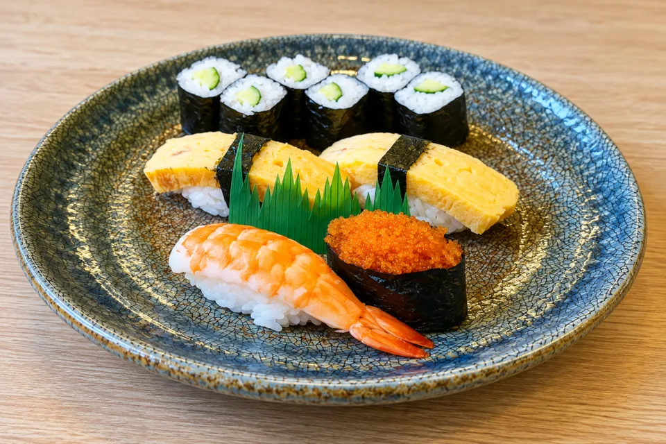 亀寿司食堂の玉子や海老などのお子様寿司