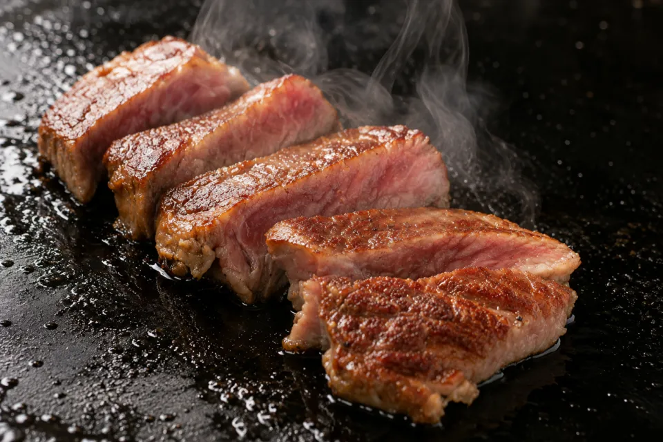 近江牛 かね吉の切り分けられた近江牛のステーキ