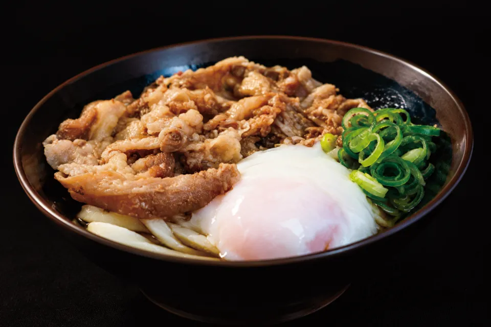木の崎うどん 直島店の温玉肉ぶっかけうどん