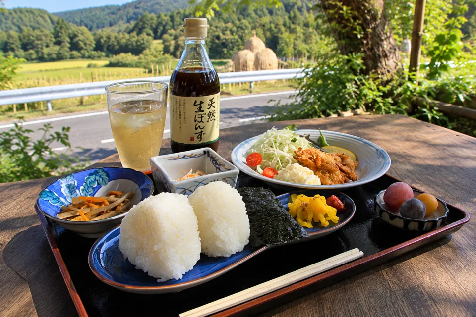 こまめ食堂の棚田のおにぎり定食