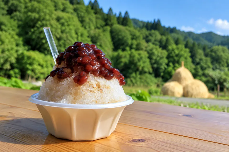 こまめ食堂の醤油ミルク金時のかき氷