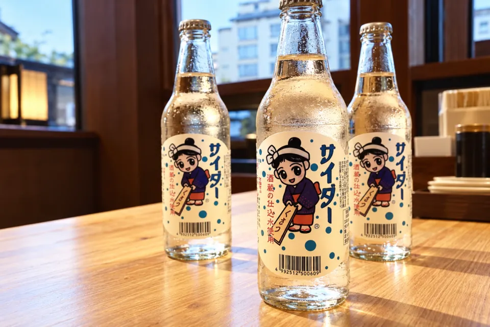 草津湯畑 まんてんのゆもみちゃんサイダーの瓶
