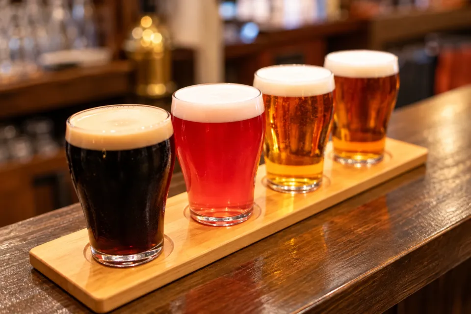 LaPaLaの色の異なる4杯のビール