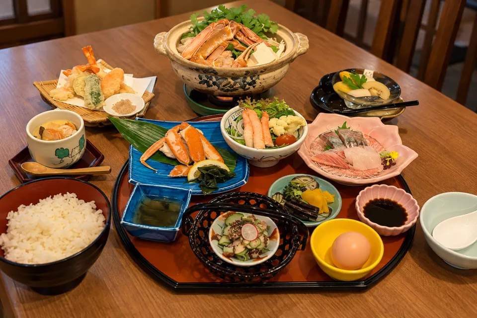 松の江のかに鍋会席の料理例