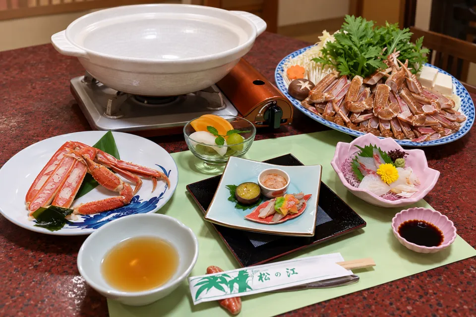 松の江のかにすきコースの料理例