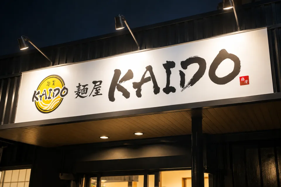 麺屋KAIDOの看板と入口