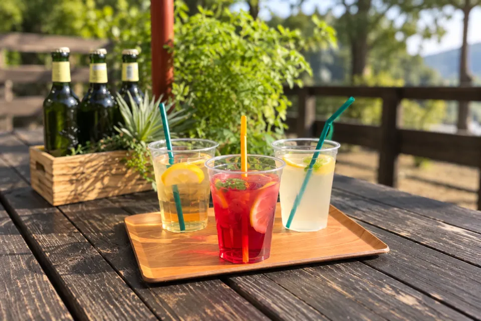 ハンモックカフェ メッツァレイヤのレモンを添えた3杯のドリンク
