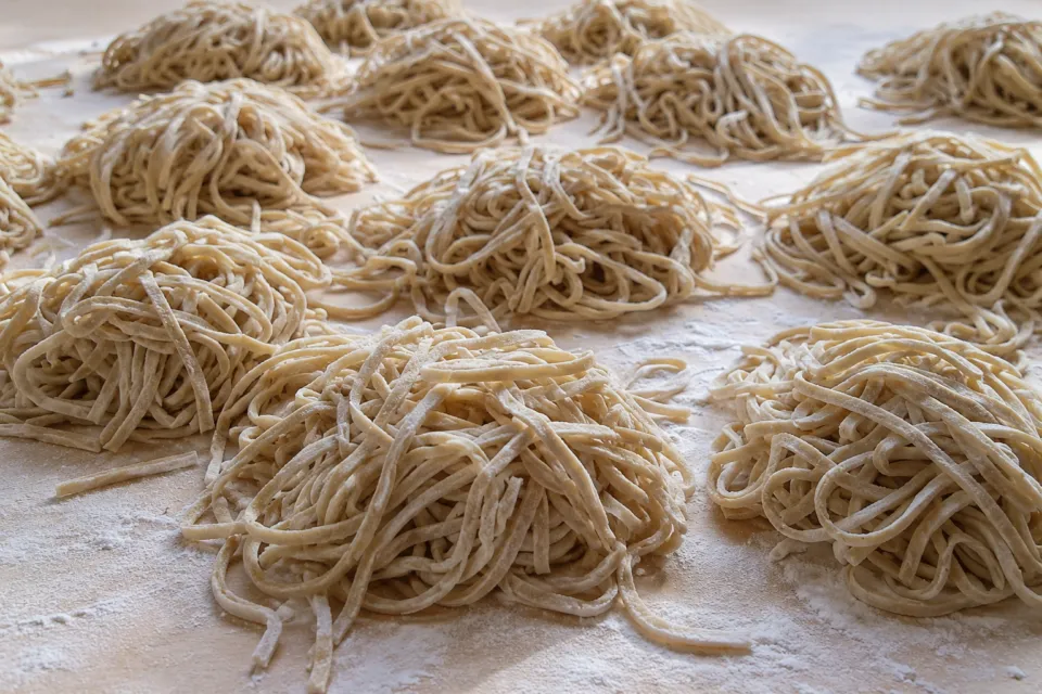 本格手打そば・ぼたもち美登屋の小分けにした生そばの麺