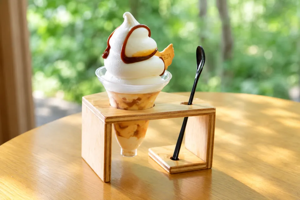 森のカフェKISEKIのキャラメルプリンパフェ