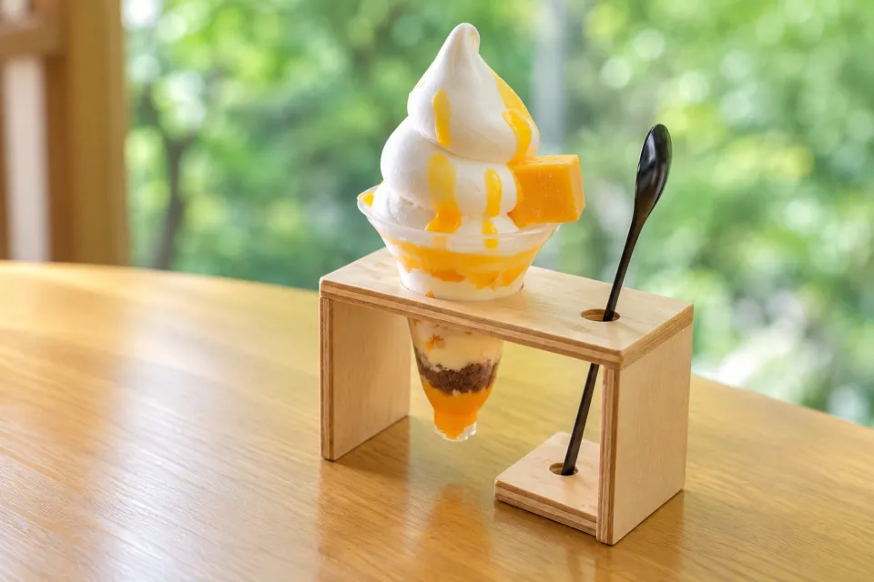 森のカフェKISEKIのマンゴーレアチーズパフェ