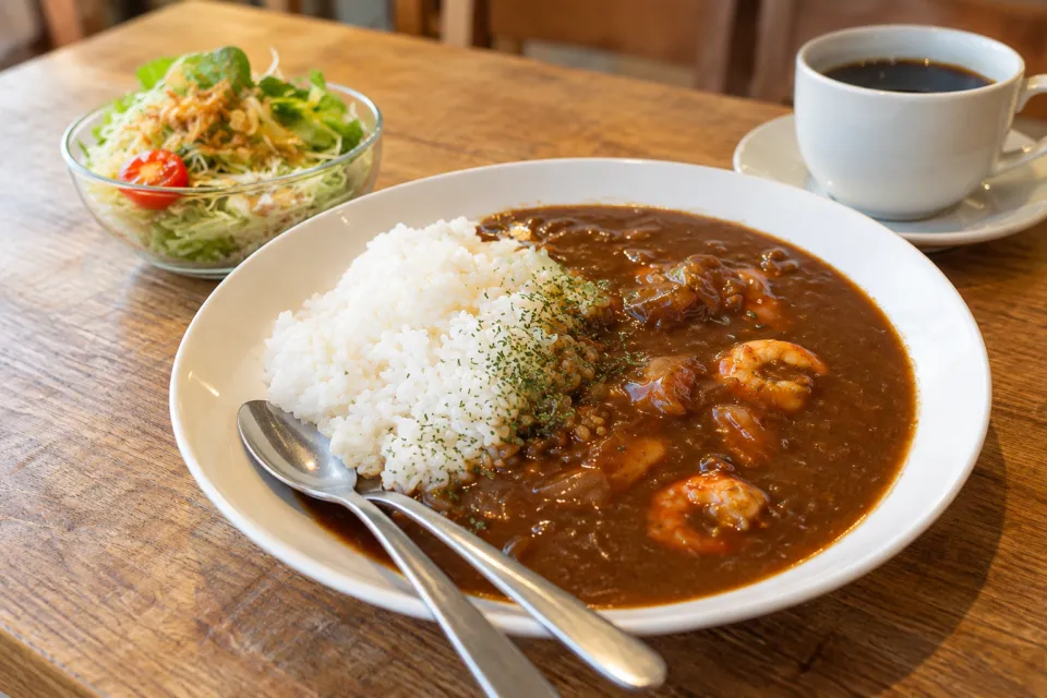 直島カフェ コンニチハのシーフードカレー