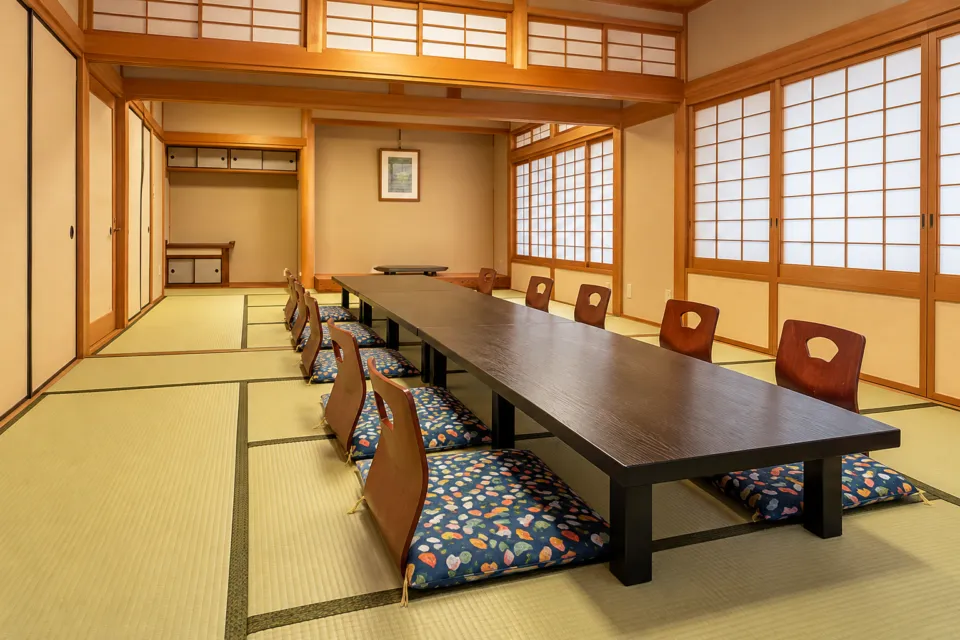 日本料理 鳥吉の座卓が並ぶ大部屋