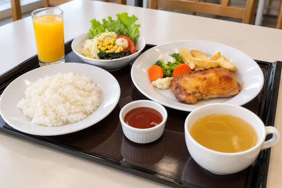 あさやレストハウスの鳥照り焼きランチセット