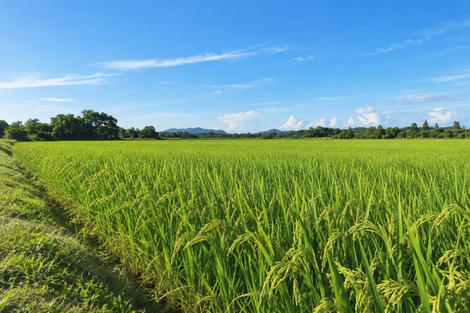 のうき屋米米の米づくりの紹介に使われる田の風景