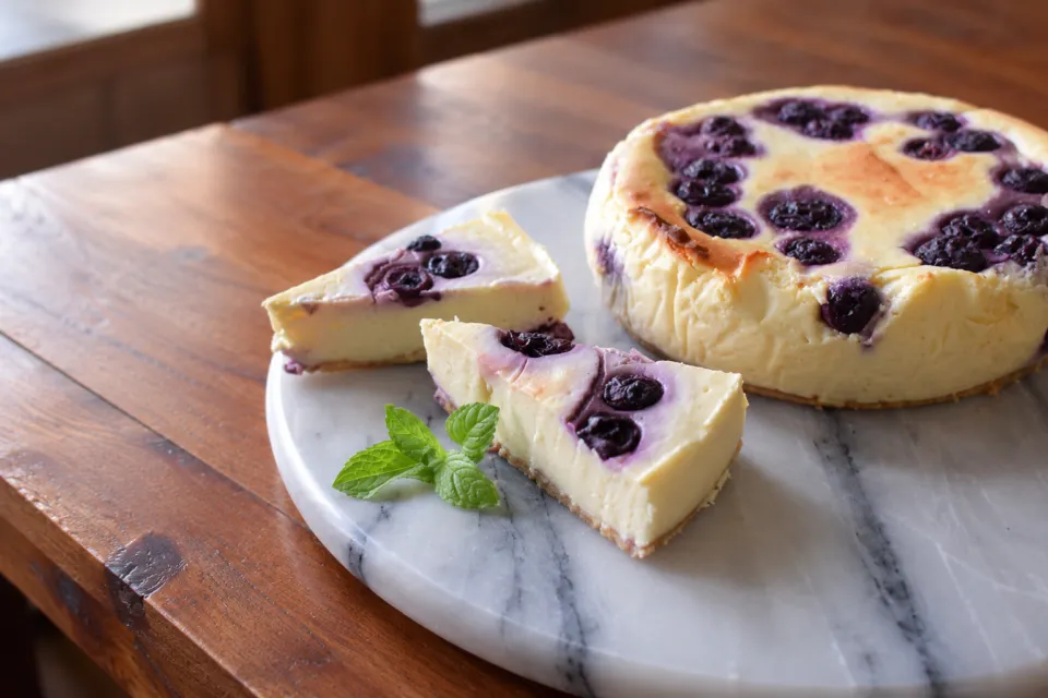 大内宿 分家玉屋のブルーベリー入りのチーズケーキ
