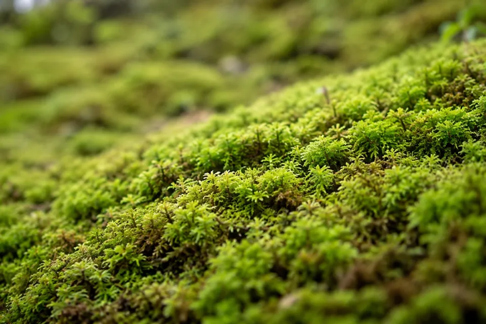 草屋根の宿 龍のひげ／別邸 ゆむたの敷地に広がる苔の細部