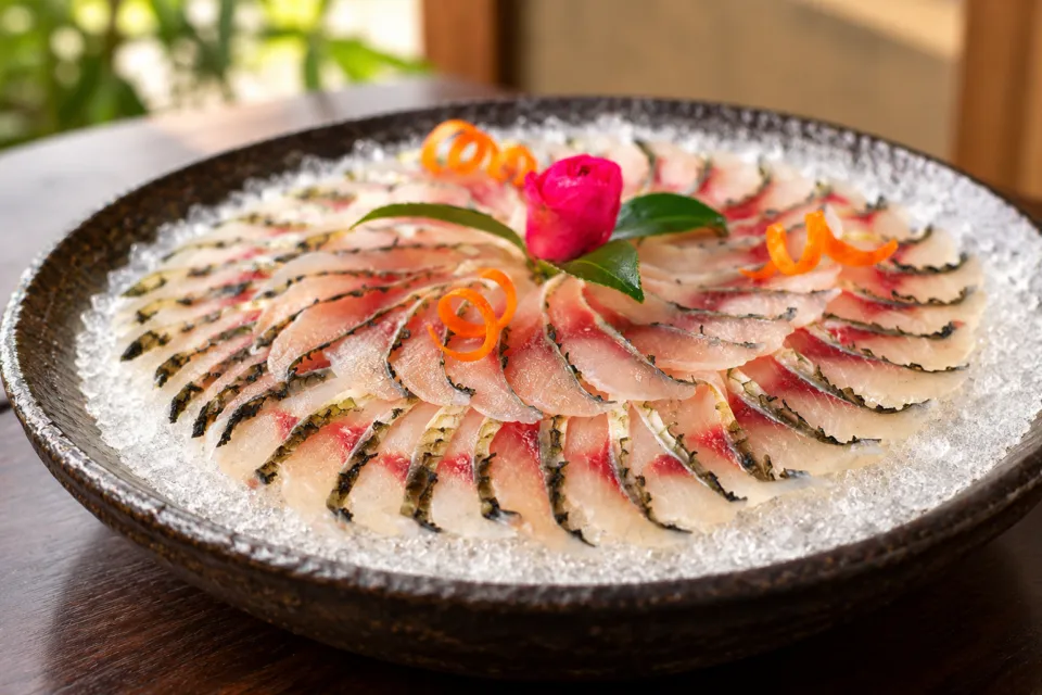 創作川魚料理 料亭 龍泉荘の川魚の薄造り