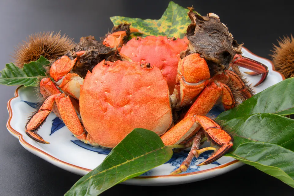川魚料理 龍水亭のつがにを盛り付けた器
